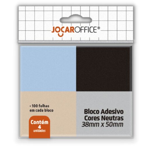 POST IT BLOCOS CORES NEUTRAS 38MM X 50MM JOCAR OFFICE P