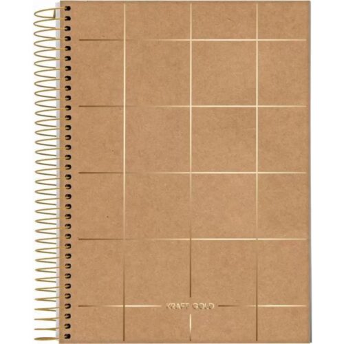 CADERNO COM ESPIRAL KRAFT GOLD JANDAIA