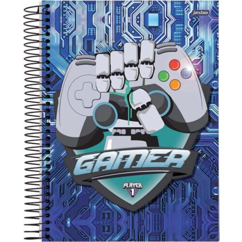 CADERNO COM ESPIRAL PLAYER 1 JANDAIA 2