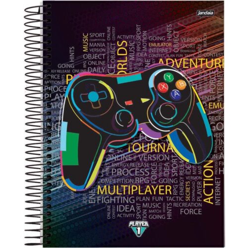 CADERNO COM ESPIRAL PLAYER 1 JANDAIA